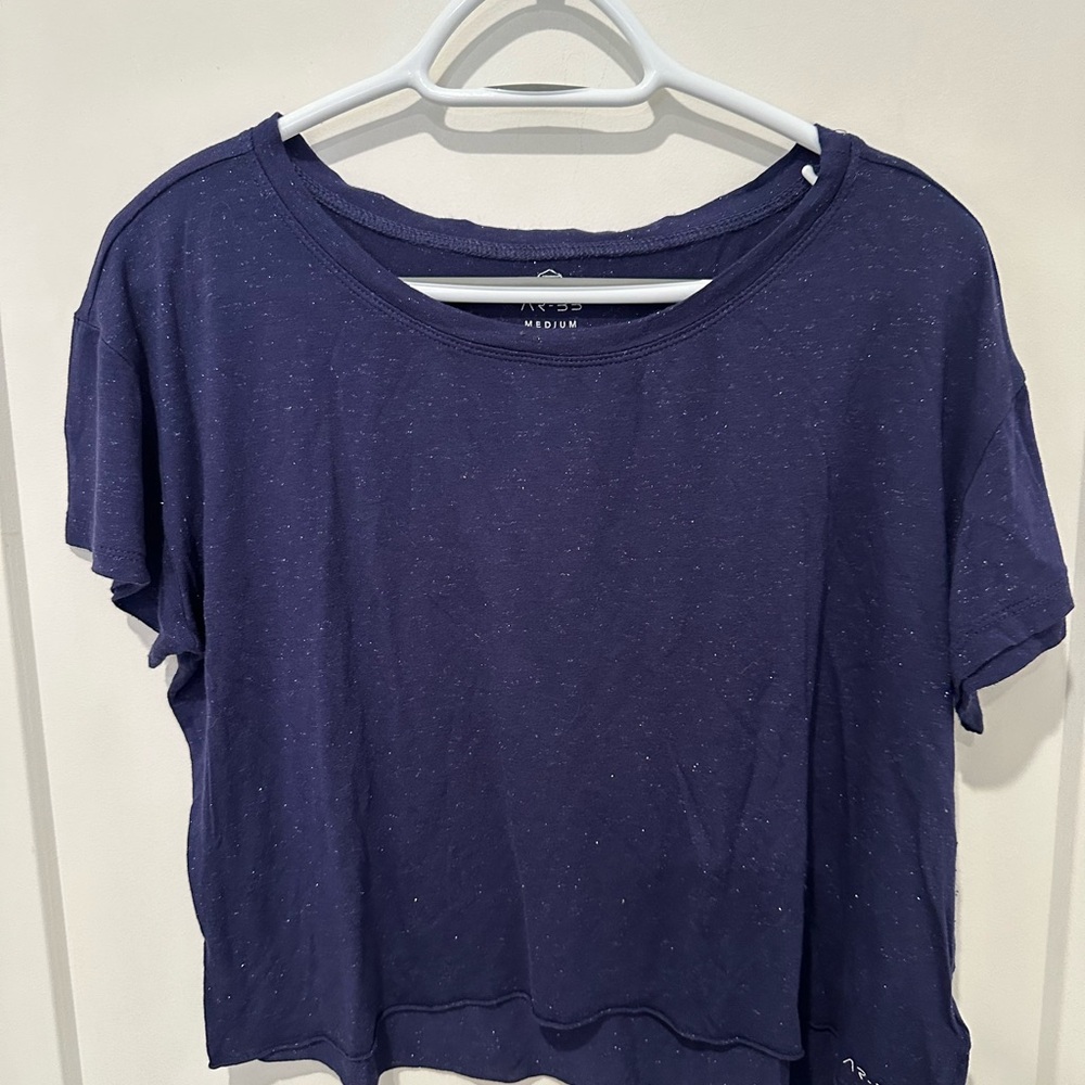 American Eagle Outfitters Women's Navy Speckled Short Sleeve Tee